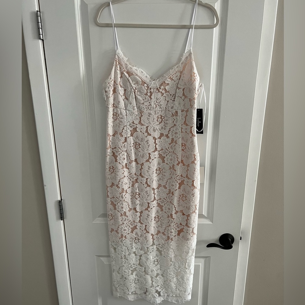 Lulus white lace midi dress